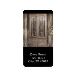 Rustic Western Country Firearm Gun Cabinet Rifles Label