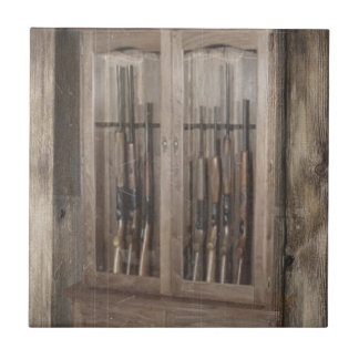 Rustic Western Country Firearm Gun Cabinet Rifles Tile