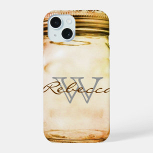rustic western country lace customisable mason jar iPhone 15 case