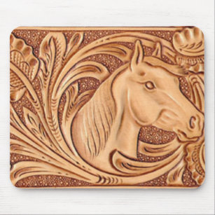 rustic western country leather equestrian horse mouse pad