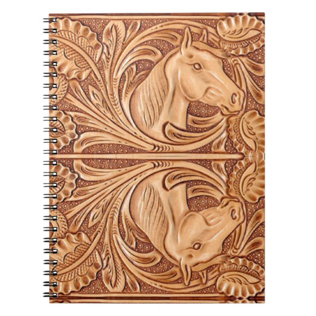 rustic western country leather equestrian horse notebook (Front)