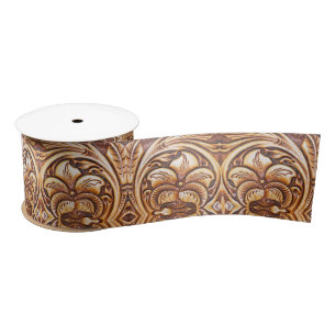 Rustic  Western country pattern cowboy leather Satin Ribbon