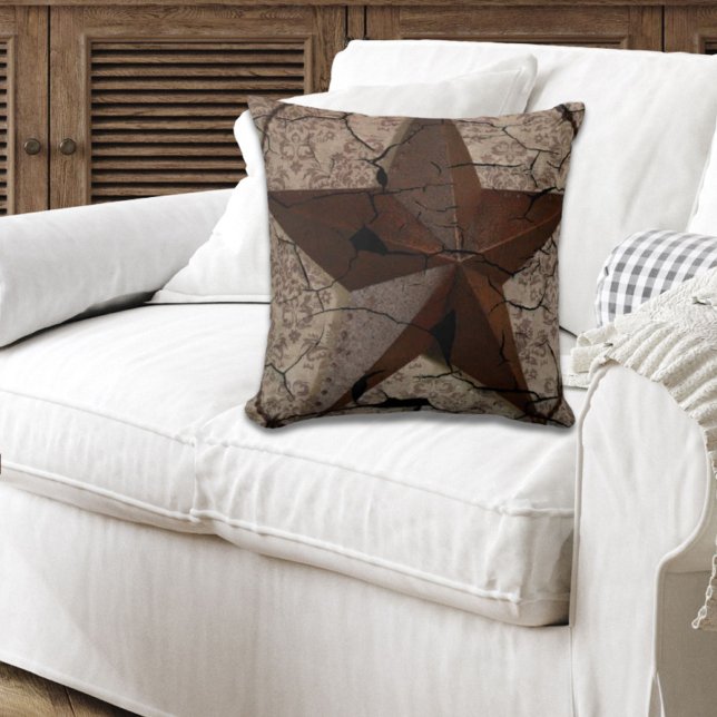 Rustic Western Country Primitive Texas Star Cushion (Rustic Western Country Primitive Texas Star Throw Pillow)