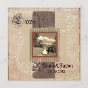 rustic western country steampunk wedding invitation