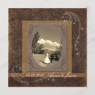 rustic western country steampunk wedding invitation