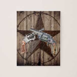 rustic western country texas star cowboy pistols jigsaw puzzle