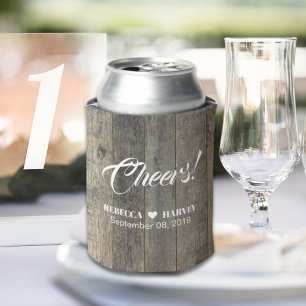 rustic western country woodgrain barn wedding can cooler