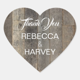 rustic western country woodgrain barn wedding heart sticker