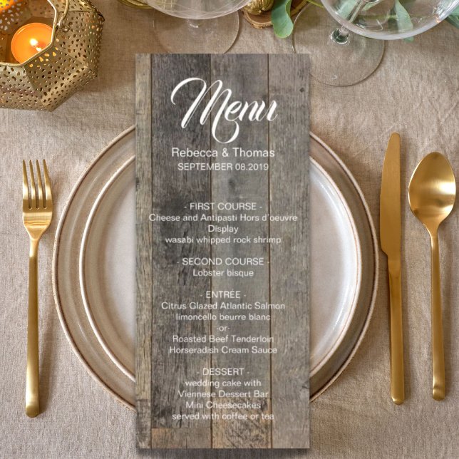 rustic western country woodgrain barn wedding menu (rustic western country woodgrain barn wedding menu)