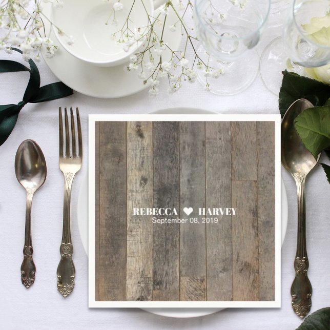 rustic western country woodgrain barn wedding napkin (rustic western country woodgrain barn wedding paper napkins)
