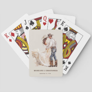 Rustic Western Couple Wedding Playing Cards