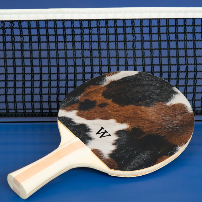 Rustic Western Cow Pattern with Monogram Ping Pong Paddle (Insitu)
