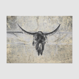 Rustic Western Cow Skull Black Texture Decoupage Tissue Paper