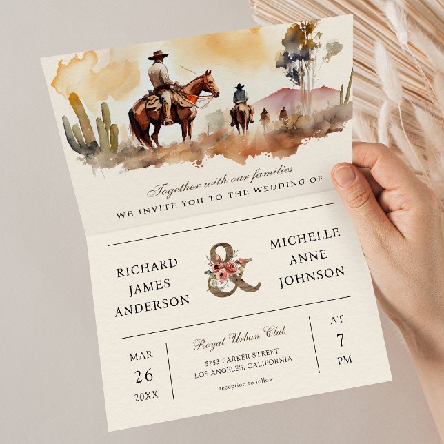Rustic Western Cowboy All in One QR Code Wedding Invitation (Creator Uploaded)