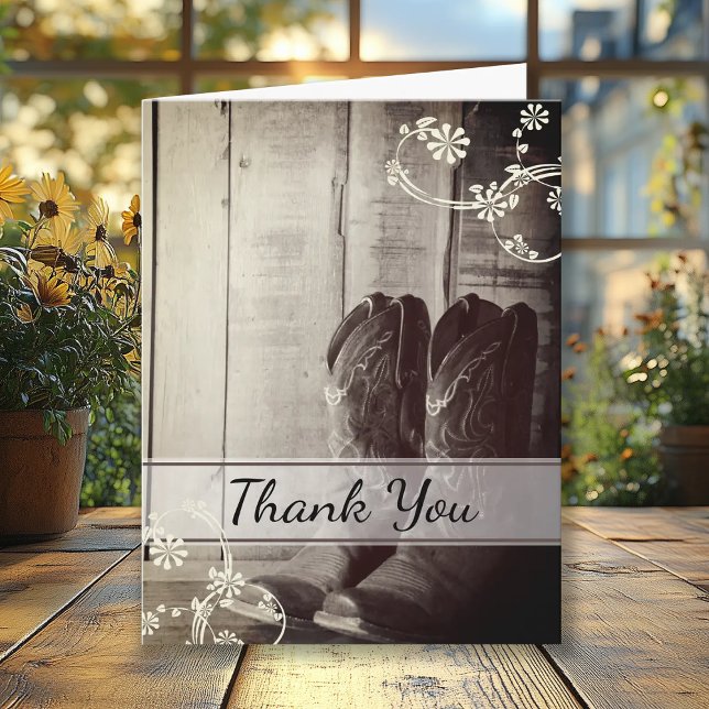 Rustic Western Cowboy Boots Sympathy Thank You (Creator Uploaded)