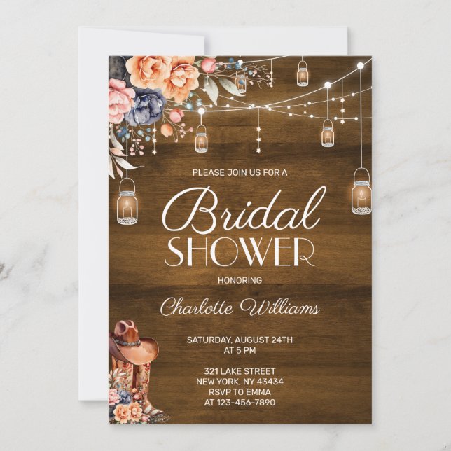 Rustic Western Cowboy Bridal Shower Invitation (Front)