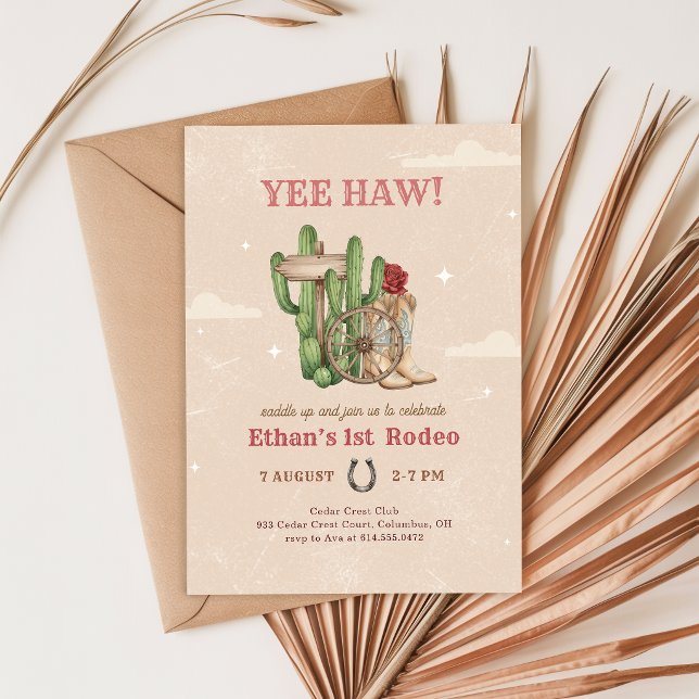 Rustic Western Cowboy First Rodeo 1st Birthday Invitation (Creator Uploaded)