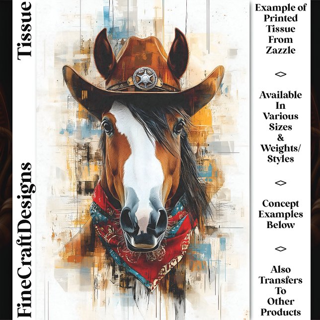 Rustic Western Cowboy Horse Portrait DE2 Decoupage Tissue Paper (Creator Uploaded)