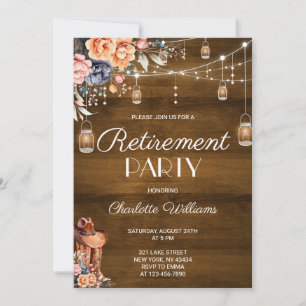 Rustic Western Cowboy Retirement Party Invitation