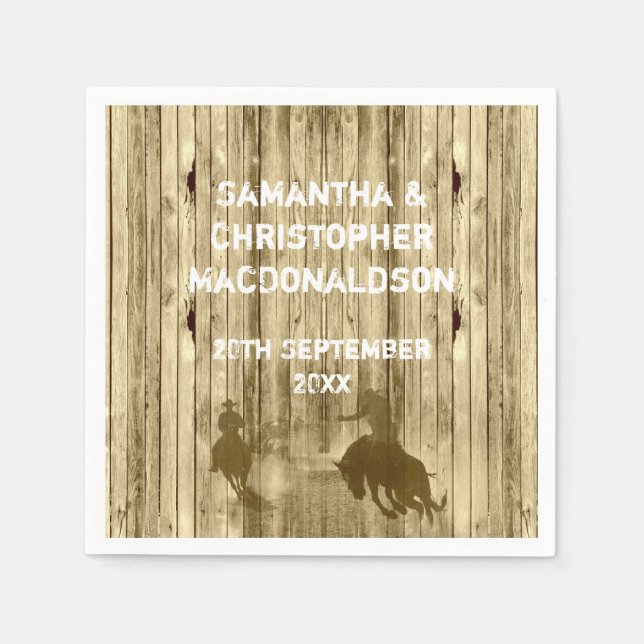 Rustic western cowboy wild west theme wedding napkin (Front)