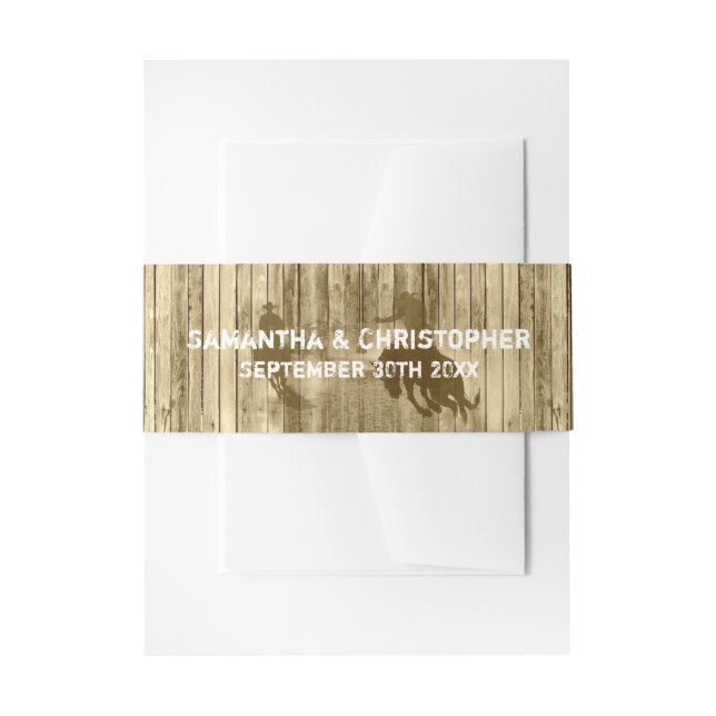 Rustic western cowboy wild west wedding invitation belly band (Front Example)