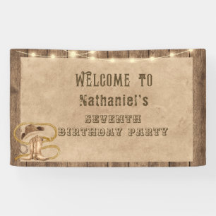 Rustic western cowboy you are wanted birthday  banner