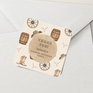 Rustic western cowboy you are wanted birthday  square sticker