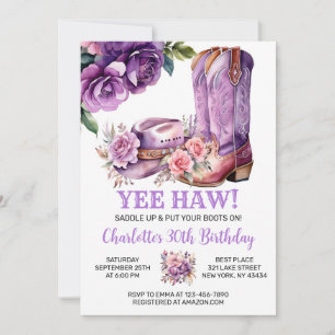 Rustic Western Cowgirl Birthday Party Invitation