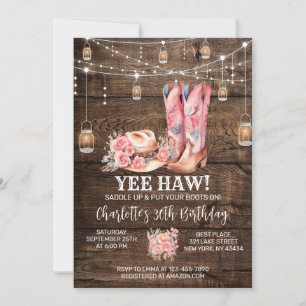 Rustic Western Cowgirl Birthday Party Invitation