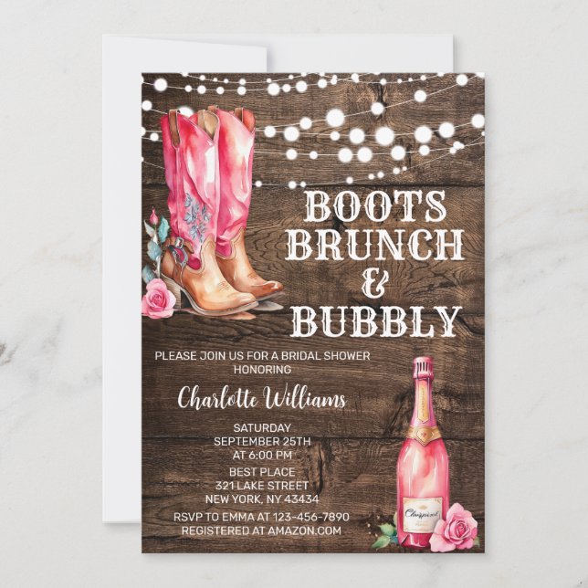 Rustic Western Cowgirl Bridal Shower Party Invitation (Front)
