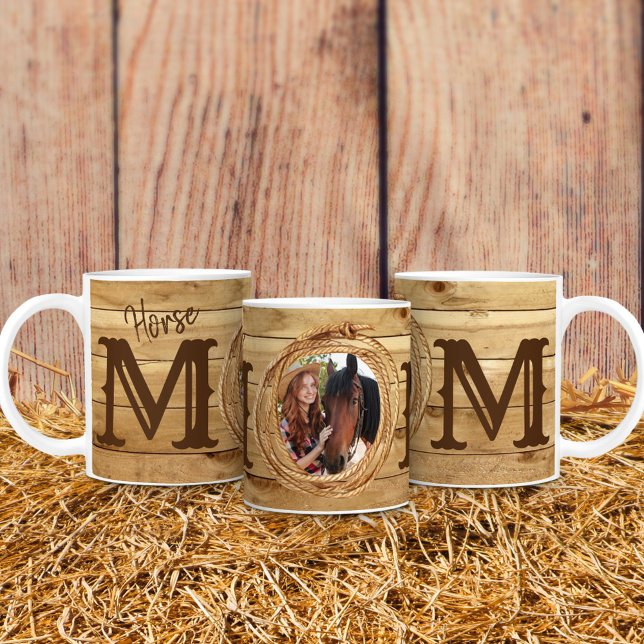 Rustic Western Cowgirl Horse Mum Photo Coffee Mug (Creator Uploaded)