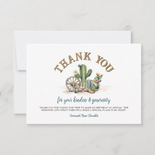 Rustic Western Cowgirl Rustic Cactus Thank You Card