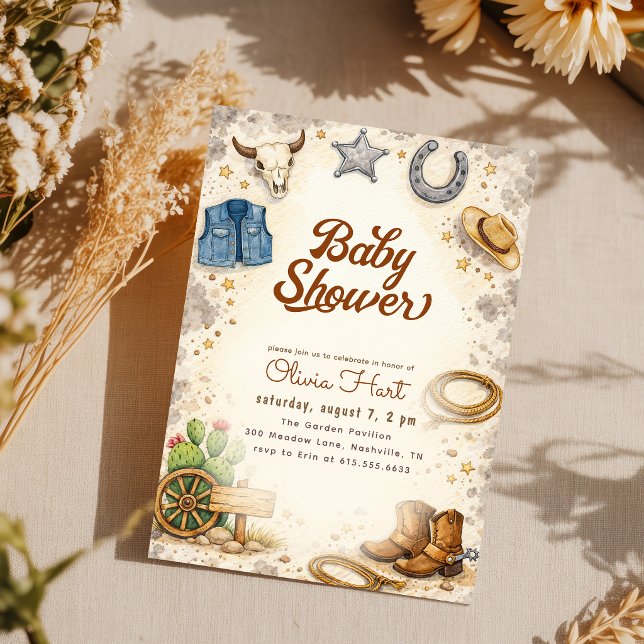 Rustic Western Desert Cowboy Baby Shower Invitation (Creator Uploaded)