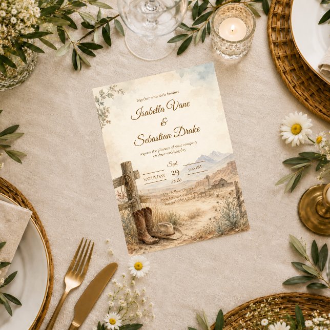 Rustic Western Desert Wedding Invitation (Creator Uploaded)
