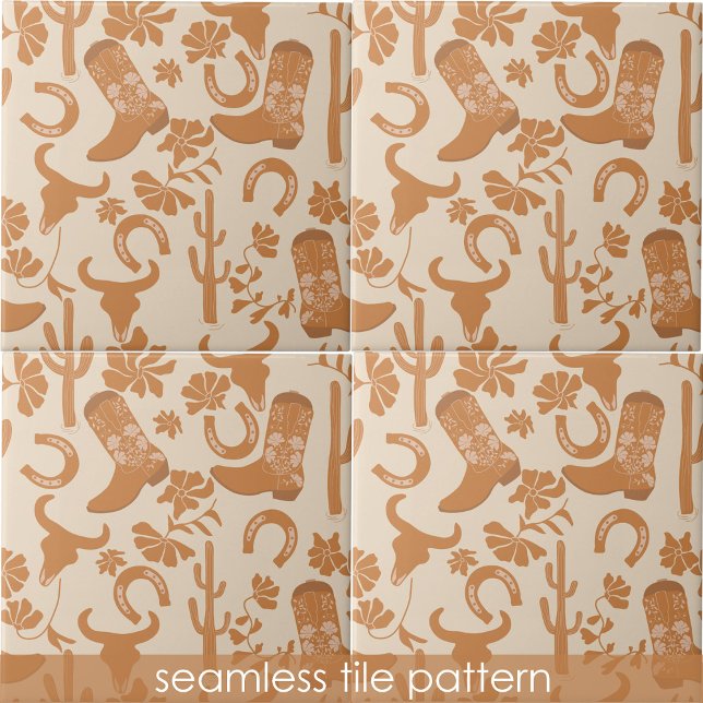 Rustic Western Earth Tone Country Cowboy Boots Ceramic Tile (Rustic Western Earth Tone Country Cowboy Boots Ceramic Tile)