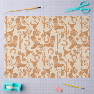 Rustic Western Earth Tone Country Cowboy Boots Tissue Paper