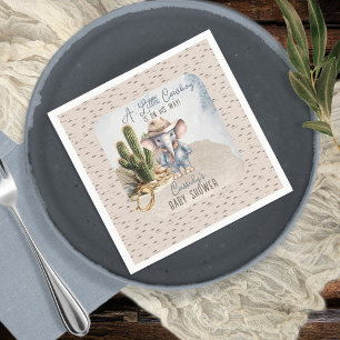 Rustic Western Elephant Cowboy Boy Baby Shower Napkin