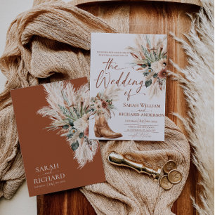 Rustic Western Fall Wedding Invitation Card