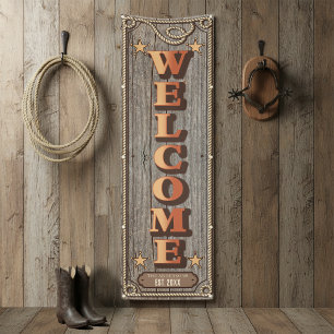 Rustic Western Family Reunion WELCOME Vert ID1318 Banner
