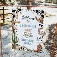 Rustic Western First Rodeo 1st Birthday Welcome