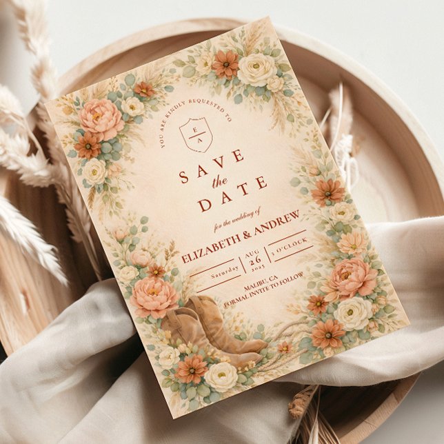 Rustic Western Floral Arch Wedding Save The Date (Creator Uploaded)