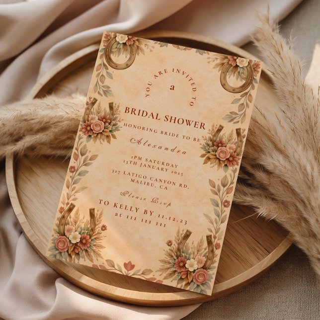 Rustic Western Floral Bridal Shower Invitation (Creator Uploaded)