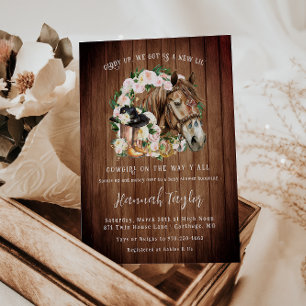Rustic Western Floral Cowgirl Baby Shower Invitation