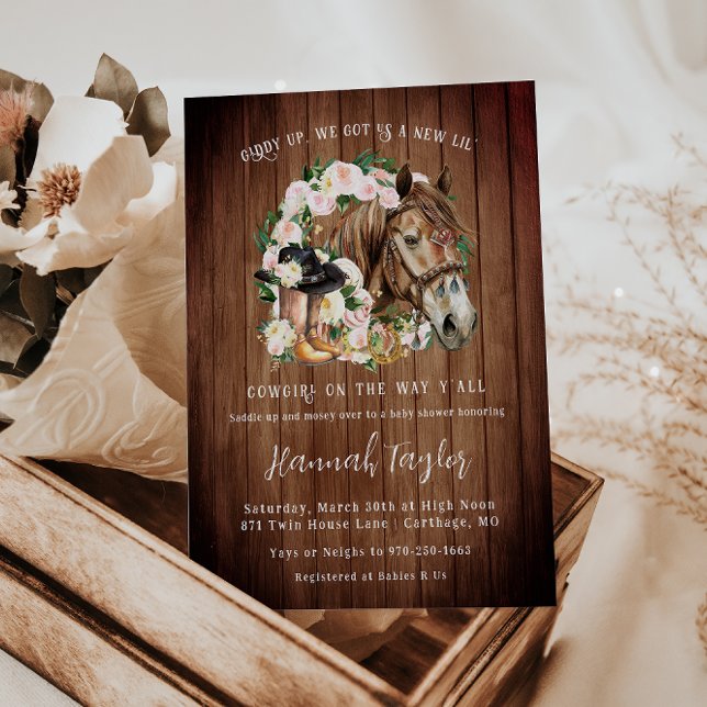 Rustic Western Floral Cowgirl Baby Shower Invitation (Creator Uploaded)