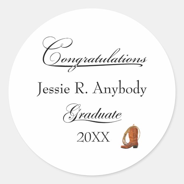 Rustic Western Graduation Classic Round Sticker (Front)