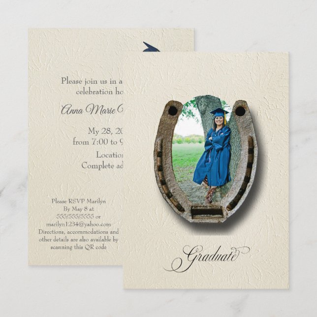 Rustic Western Graduation Party  Invitation (Front/Back)