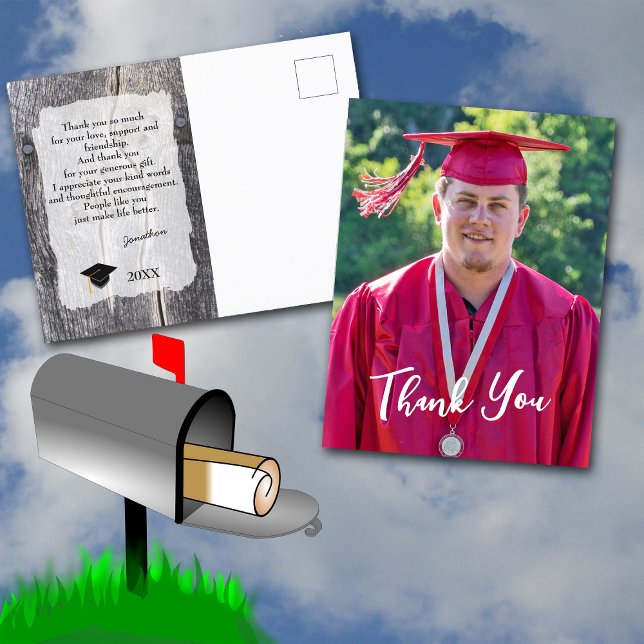 Rustic Western Graduation Thank You Postcard (Creator Uploaded)