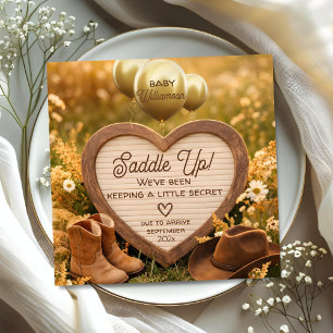 Rustic Western Heart Sign Baby Reveal Pregnancy Announcement