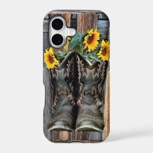 Rustic Western Horse Cowboy boots Sunflowers Case-