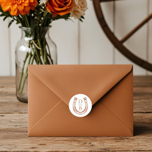 Rustic Western Horseshoe Custom Monogram Wedding Classic Round Sticker